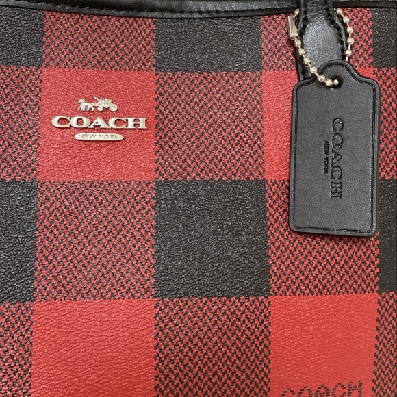 New💃Coach City Tote Handbag With Buffalo Plaid Print - Picture 6 of 12